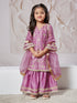 Girl's' Purple Kurta Sharara Set With Dupatta